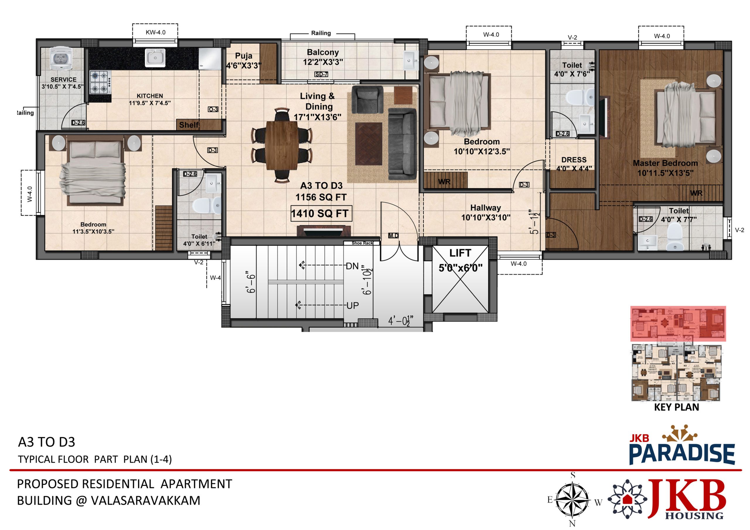 JKB-Paradise-A3-to-D3-Typical-Floor-Part-Plan